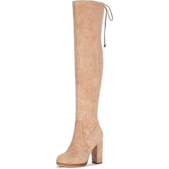 Women Sand-imitation Grain Synthetic suede Thigh High Over The Knee Tall Boot - Picture 1 of 9